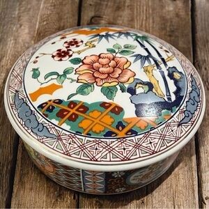 Vintage Imari Ware Japan Asian Floral Lidded Candy/Trinket Dish
